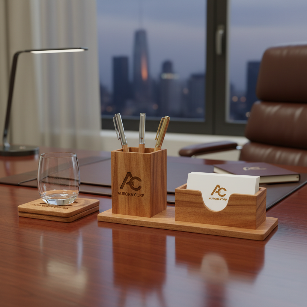 Branded corporate desk set