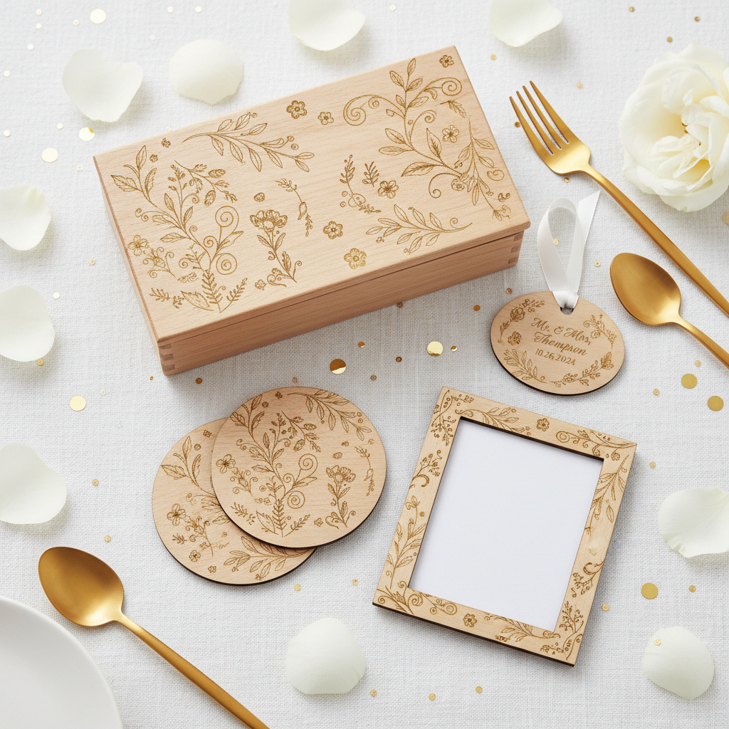 Custom engraved wedding gift set