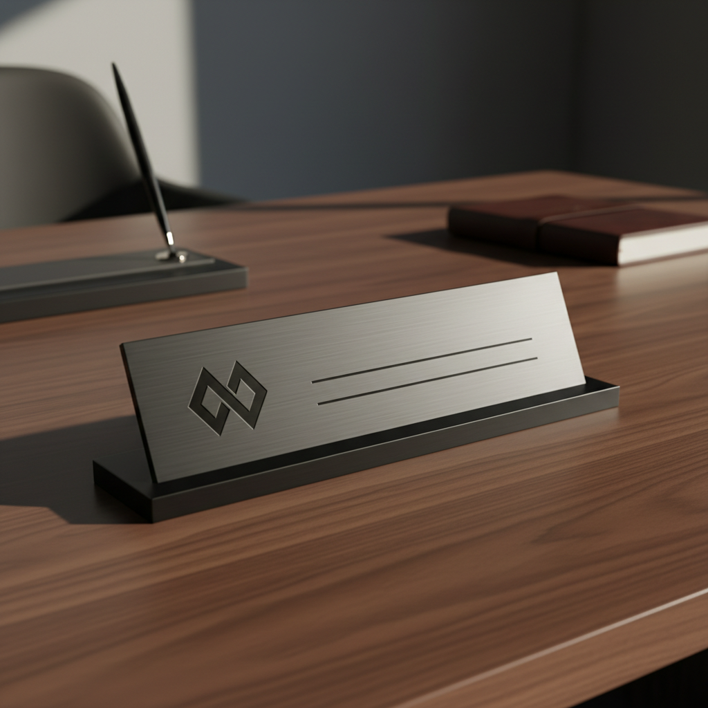 Precision engraved metal nameplate