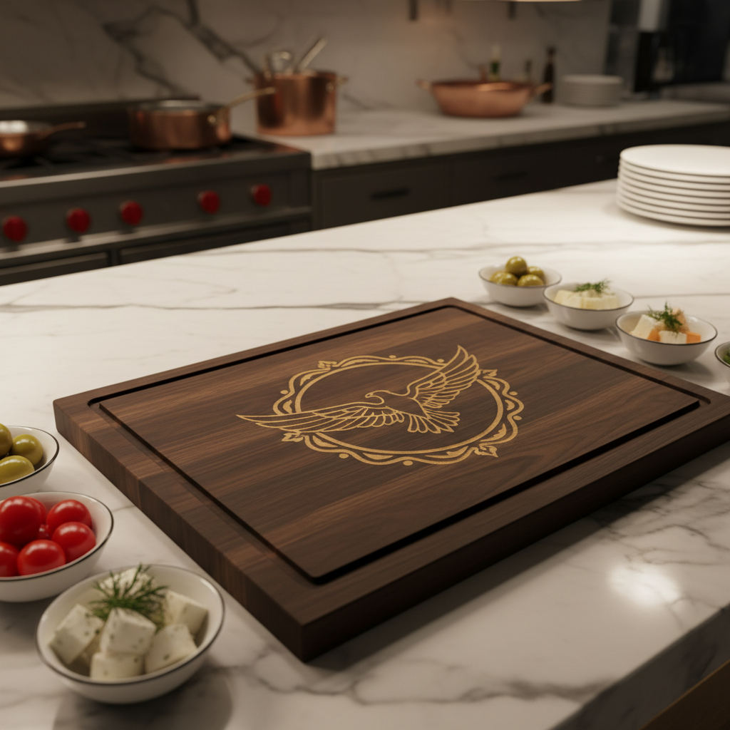 Engraved wooden serving board